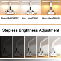 YNDD 7W LED stolní lampa pro děti, stmívatelná dobíjecí stolní lampa bezdrátová s hodinami/držákem na pero/LCD displejem/kalendá