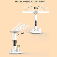 YNDD 7W LED stolní lampa pro děti, stmívatelná dobíjecí stolní lampa bezdrátová s hodinami/držákem na pero/LCD displejem/kalendá