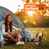 Amacool Camping Fan with LED Lantern, 8 inch 20000mAh Battery Operated Portable Fan with Hanging Hook for Tent Car Jobsite Trave