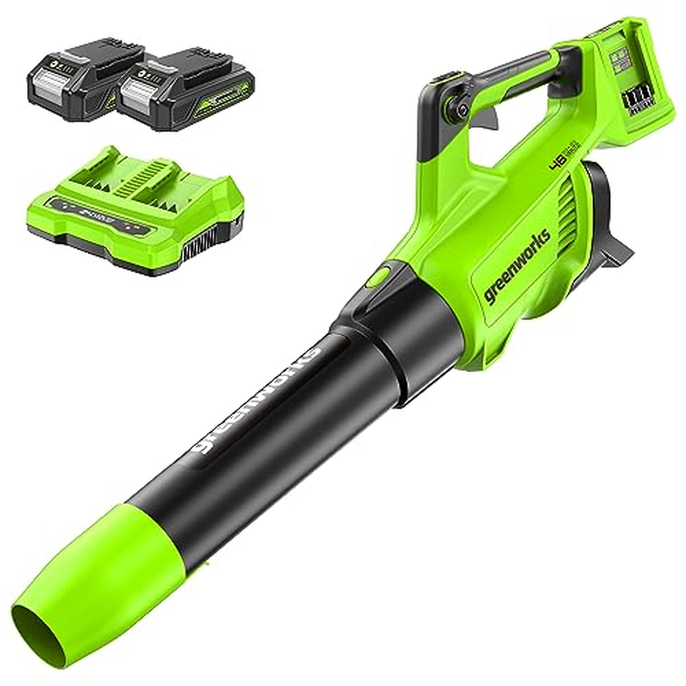 Greenworks Tools Akumulátorový foukač 2 x 24 V elektrický akumulátorový vysavač listí s lithiovou baterií a nabíječkou