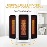 Qoosea Space Heater Přenosný elektrický ohřívač 3S Rychlý ohřev PTC Elektrický ohřívač 3 režimy ohřevu Nastavitelný ventilátor O