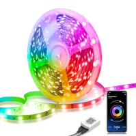 Mexllex LED pásková světla 30M (2X15M) Music Sync Color Changing RGB Strip 24-Key Remote, Sensitive Built-in Mic, App Controlled