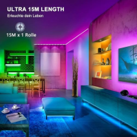 Mexllex LED pásková světla 30M (2X15M) Music Sync Color Changing RGB Strip 24-Key Remote, Sensitive Built-in Mic, App Controlled