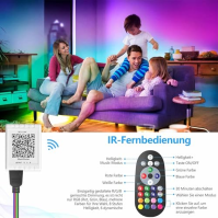 Mexllex LED pásková světla 30M (2X15M) Music Sync Color Changing RGB Strip 24-Key Remote, Sensitive Built-in Mic, App Controlled