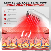 Infračervená lampa KTS TENS & Red Light Lamp, ruční studená laserová terapie (4*808nm&12*650nm), elektrická stimulace nervů, ter