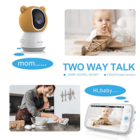 KAWA Baby Monitor, dětská chůvička s kamerou a nočním viděním, 5" HD 720P obrazovka, 4000mAh, 2cestný hovor, VOX, teplotní senzo