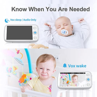 KAWA Baby Monitor, dětská chůvička s kamerou a nočním viděním, 5" HD 720P obrazovka, 4000mAh, 2cestný hovor, VOX, teplotní senzo