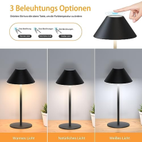 FUYO Stmívatelná stolní lampa na baterie Stolní lampa LED bezdrátová, dotykový spínač a magnetický kabel USB, vnitřní a venkovní