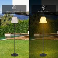 FUYO Stojací lampa Bezdrátová solární venkovní stmívatelná stojací lampa se světelným čidlem 4-cestná výškově nastavitelná teplá