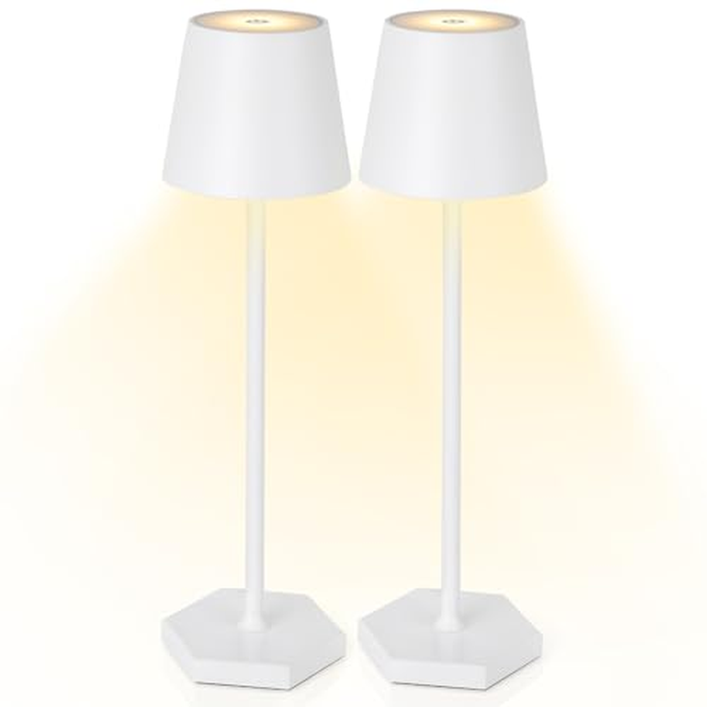 2 kusy LED dobíjecí stolní lampa stmívatelná, stolní lampa bezdrátová, 12h až 30h světelná výdrž, 4200mAh, IP54 vodotěsná, USB d