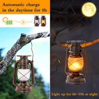 Fortand Vintage Solar Lantern, 2 kusy solární lucerny pro venkovní závěsná zahradní světla Retro design LED Storm Light Vodotěsn