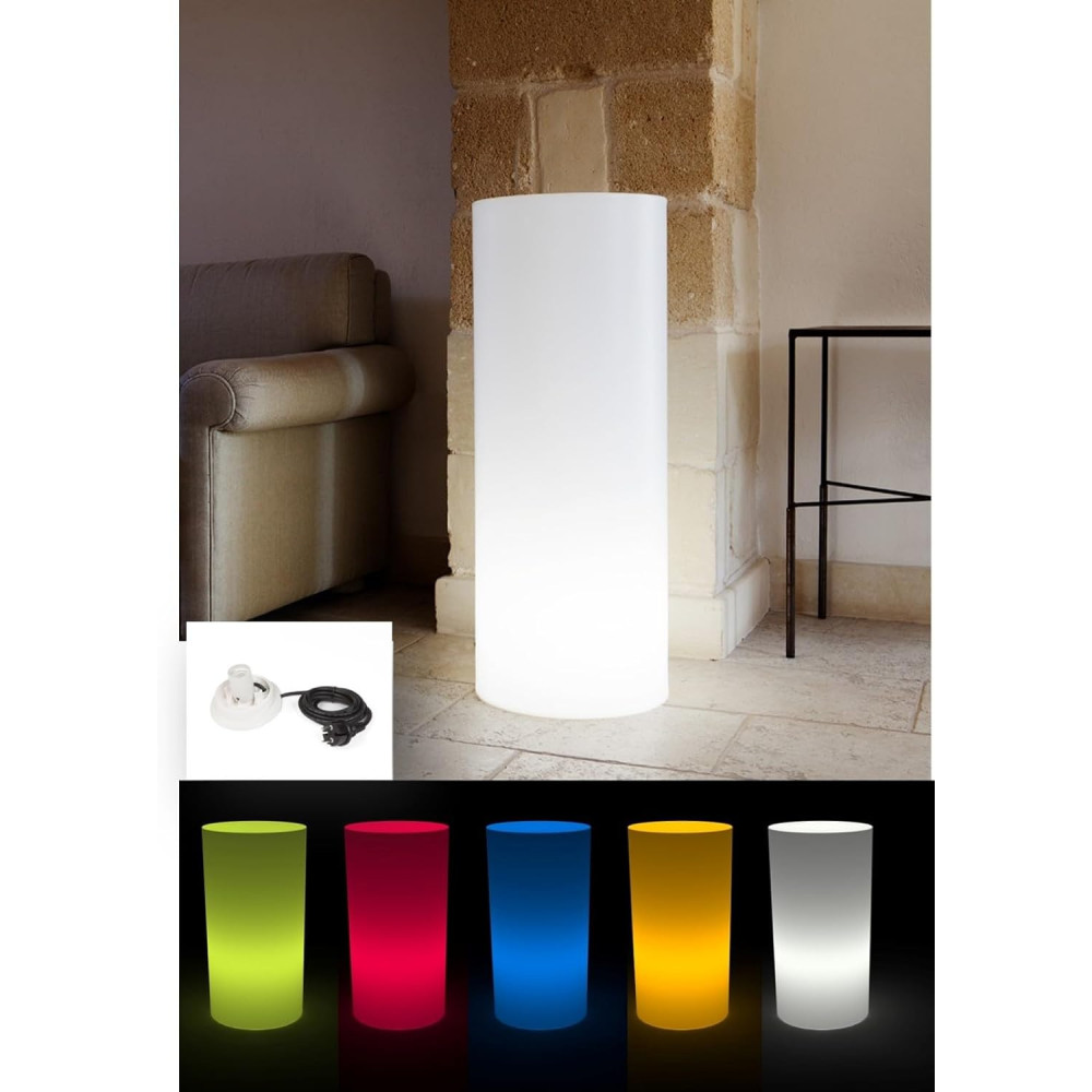 Kloris Sweet Table Cylindrical Column výška 90 cm průměr 35 cm neutrální bílá barva s vícebarevným RGB LED osvětlením