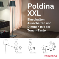 Zafferano Poldina Pro XXL - Stmívatelná stojací lampa LED z hliníku, třída krytí IP54, vnitřní/venkovní použití