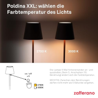 Zafferano Poldina Pro XXL - Stmívatelná stojací lampa LED z hliníku, třída krytí IP54, vnitřní/venkovní použití