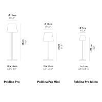 Zafferano Poldina Pro Micro Akumulátorová stolní LED lampa dobíjecí 2200-2700-3000K, IP65, vnitřní/venkovní použití, dlouhá živo