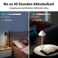 FUNTAPHANTA Moderní LED dobíjecí bezdrátová stolní lampa, IP54 vodotěsná, 240LM stmívatelná lampa na baterie, 4000mAh certifikov