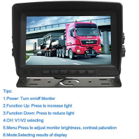 12 V-24 V 4pólový couvací kamerový systém pro obytné vozy, autobusy, přívěsy, nákladní automobily, 7palcový TFT LCD HD barevný m