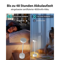 FUNTAPHANTA 2 balení LED stolní lampy na baterie s dotykovým senzorem, hliníkové tělo lampy, 3 úrovně stmívání, dobíjecí baterie