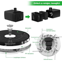 everfarel 5,5W solární fontánové čerpadlo Vodní čerpadlo se 7 tryskami 3300mAh baterie Solární fontány pro ptačí lázně, zahrady,