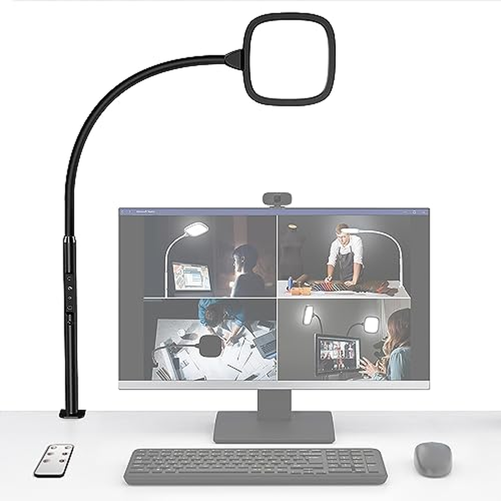 Hapfish LED stolní lampa do kanceláře, 20W stolní svítidlo pro PC monitor, stmívatelné, maximálně jasné, otočné o 360°, velká os