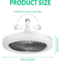 Stropní ventilátor Cozlly s osvětlením, 30W E27 LED stmívatelná časová lampa s dálkovým ovládáním, tichý stropní ventilátor se 3