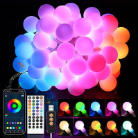 Inteligentní USB LED víla pohádková světla vnitřní, 9M 60 LED 213 režimů Globe Fairy Lights s dálkovým ovládáním, měnící se barv