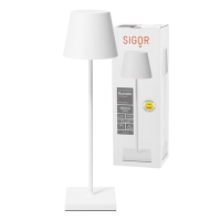 SIGOR Nuindie - stmívatelná LED dobíjecí stolní lampa do interiéru a exteriéru, IP54, odolná proti stříkající vodě, výška 38 cm,