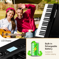 TERENCE E Piano 88 kláves Skládací digitální piano s 1800mAh baterií podpora MIDI-USB Audio-Bluetooth s 2x5W reproduktorem Susta