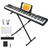 Donner Piano Keyboard 88 kláves, digitální klávesové piano pro začátečníky s rychlostně citlivými klávesami, přenosné elektrické