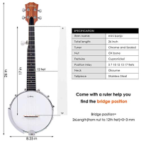 Horse Banjo 5 String 26 palců velikost Mini uzavřený Sapele zpět pro profesionální začátečníky s extra struny popruh Pick-up trs