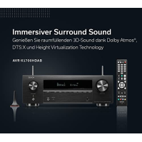 Denon AVR-X1700HDAB 7.2kanálový AV receiver, hi-fi zesilovač s Dolby Atmos, DTS:X, 6 vstupů HDMI a 1 výstup, 8K HDMI, Bluetooth,