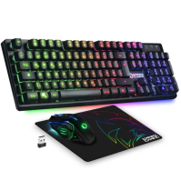 Empire Gaming - bezdrátová herní klávesnice a myš Armor RF800 QWERTZ (DE-Layout) - bezdrátová klávesnice 2.4G RGB - ergonomická 