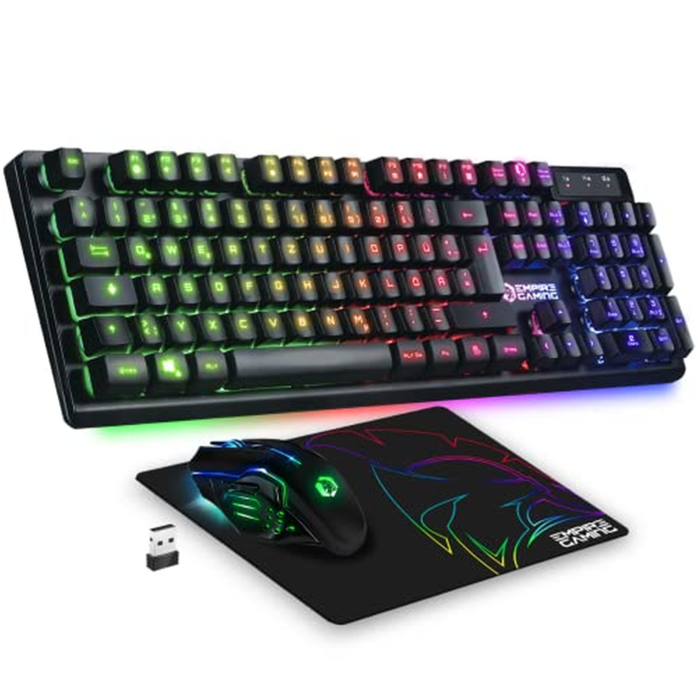 Empire Gaming - bezdrátová herní klávesnice a myš Armor RF800 QWERTZ (DE-Layout) - bezdrátová klávesnice 2.4G RGB - ergonomická 