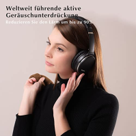 Srhythm NC35 Bezdrátová sluchátka s potlačením hluku Bluetooth 5.3, skládací sluchátka přes uši s vestavěným mikrofonem, 50+ hod