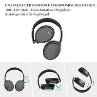 Srhythm NC35 Bezdrátová sluchátka s potlačením hluku Bluetooth 5.3, skládací sluchátka přes uši s vestavěným mikrofonem, 50+ hod