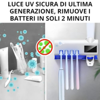 S.I.C. Držák zubního kartáčku s ultrafialovým sterilizátorem Stlačovač zubní pasty Nástěnný automatický dávkovač zubní pasty Led