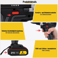 Akumulátorový vrtací šroubovák CONENTOOL 21V se 2 bateriemi 2000mAh