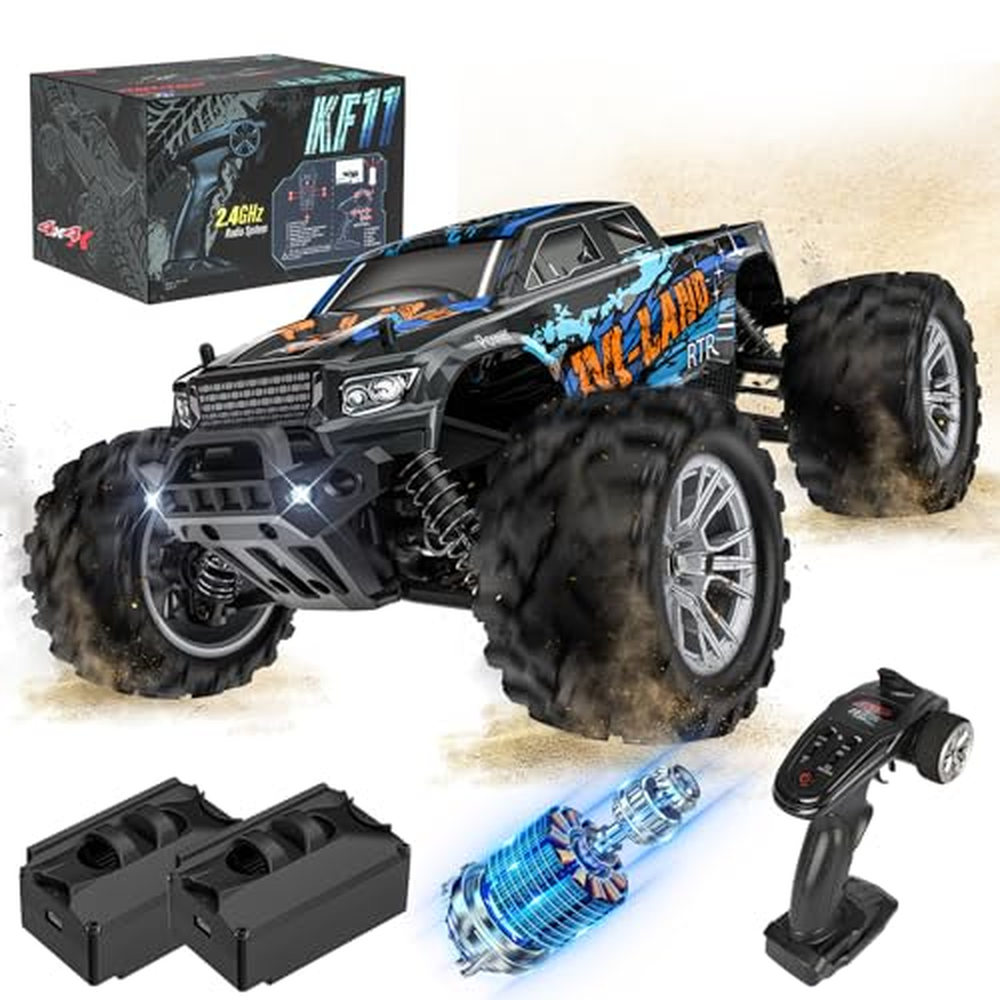 EVARY Auto na dálkové ovládání, 1:16 RC Offroad 40 km/h Monster Truck Buggy Vodotěsné 4WD Truck Car se 2 bateriemi, 2,4 GHz RC C