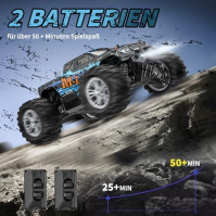 EVARY Auto na dálkové ovládání, 1:16 RC Offroad 40 km/h Monster Truck Buggy Vodotěsné 4WD Truck Car se 2 bateriemi, 2,4 GHz RC C