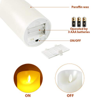 CCLIFE LED svíčky z pravého vosku Set of 3 s funkcí časovače s dálkovým ovládáním Real Wax Flameless Battery Operated