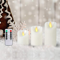 CCLIFE LED svíčky z pravého vosku Set of 3 s funkcí časovače s dálkovým ovládáním Real Wax Flameless Battery Operated