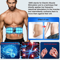 Jenylu Abs Trainer Muscle Stimulator, Abs Toning Belt, EMS Muscle Stimulator s 6 módy a 18 úrovněmi provozu Svalová stimulace US