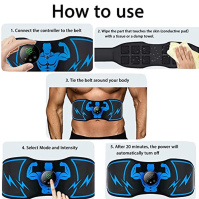 Jenylu Abs Trainer Muscle Stimulator, Abs Toning Belt, EMS Muscle Stimulator s 6 módy a 18 úrovněmi provozu Svalová stimulace US