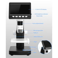 Mikroskop CIMELR, 4,3palcový digitální mikroskop, rozlišení 50X-1000X, USB mikroskop s 8 nastavitelnými LED světly, mikroskop pr