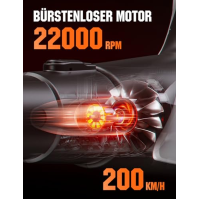 Foukač listí Litheli s baterií Bezkartáčový foukač listí s turbodmychadlem Rychlost vzduchu 180 km/h - 15,85 m³/min, s baterií, 