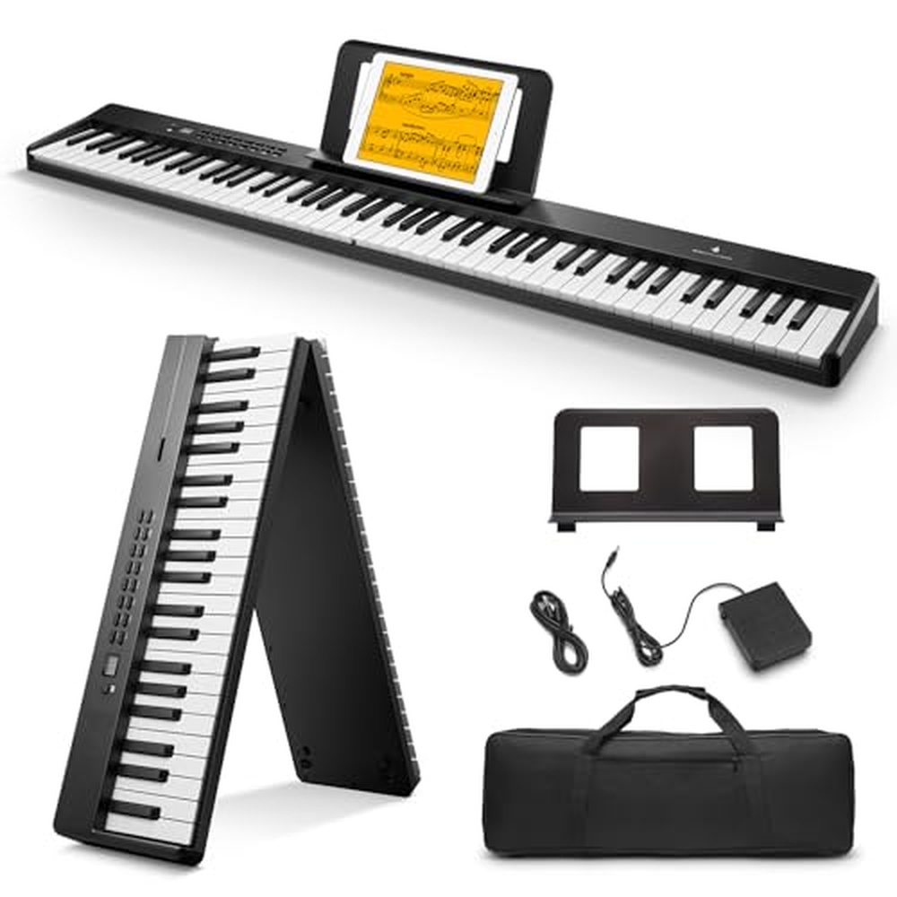 Donner DP-10 Portable Piano Keyboard 88 kláves pro začátečníky, Bluetooth skládací piano se 128 rytmy, akordy, nahráváním, sklád