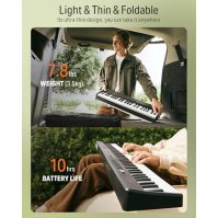 Donner DP-10 Portable Piano Keyboard 88 kláves pro začátečníky, Bluetooth skládací piano se 128 rytmy, akordy, nahráváním, sklád