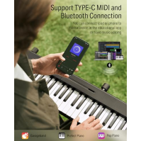 Donner DP-10 Portable Piano Keyboard 88 kláves pro začátečníky, Bluetooth skládací piano se 128 rytmy, akordy, nahráváním, sklád