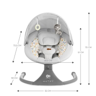 Dětské houpátko Kinderkraft LUMI 2, Elektrické houpátko, Od narození do 9 měsíců, Nastavitelná výška, 5 režimů houpání, 12 melod