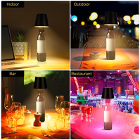 DEECOZY Odnímatelná a vyjímatelná lampa na láhev, LED stolní lampa s USB portem s baterií 5200 mAh 3000K + RGB Stmívatelná lampa